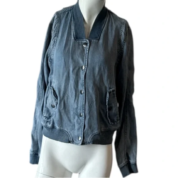 Anthropologie Pilcro Denim Chambray Bomber Jacket Size Small - Picture 5 of 15